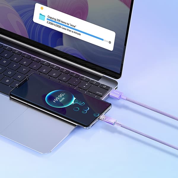 Baseus USB-A - USB-C kabel 100W 1m Temperature Sensor - Lila Lila