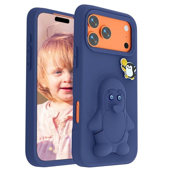 Penguin Mobilskal till iPhone 17 Pro Max Kickstand Stöttålig EVA - Blå