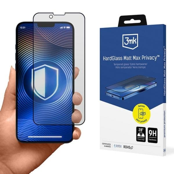 3MK iPhone 13 Mini Härdat glas Skärmskydd Matt Max Privacy Svart
