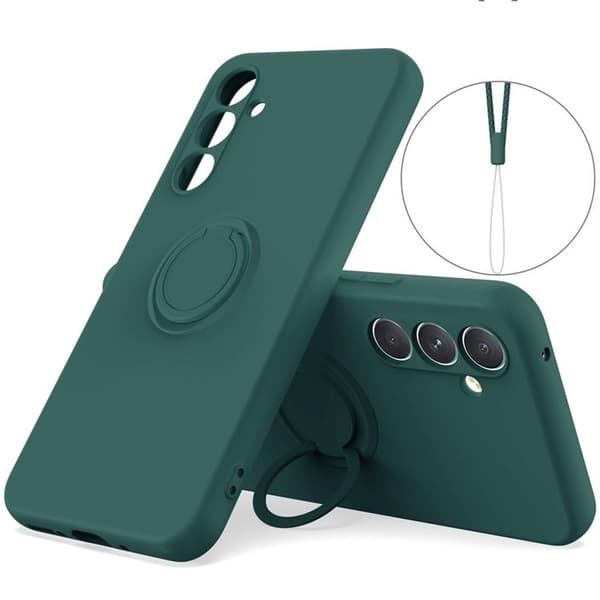 Mobilskal till Galaxy S25 Plus Ring Kickstand med Rem Grön