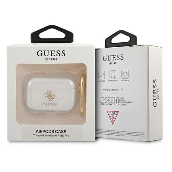 Guess Glitter Collection Taske til AirPods Pro - Gennemsigtig Transparent