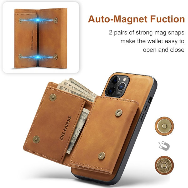 DG.MING Plånboksfodral med Ställ för iPhone 12 Pro Max - Brun