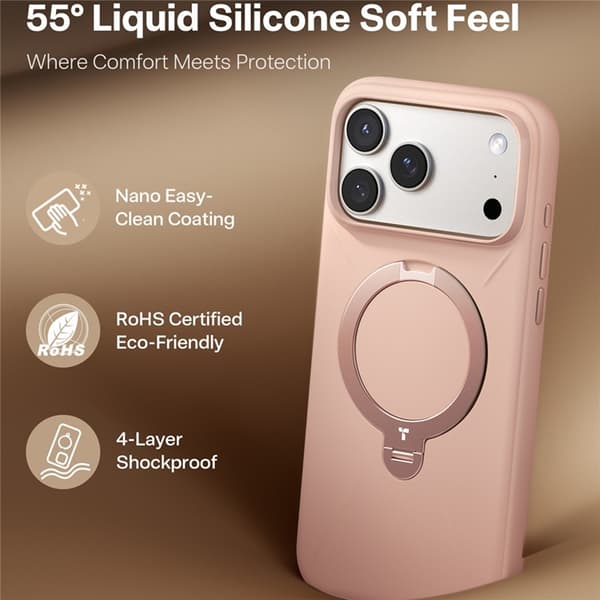 TORRAS Mobilskal till iPhone 17 Pro MagSafe Ostand Q Pro - Rosa Rosa