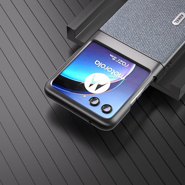 ABEEL Mobilskal till Motorola Razr 40 Ultra 5G PU Läder + PC Grå