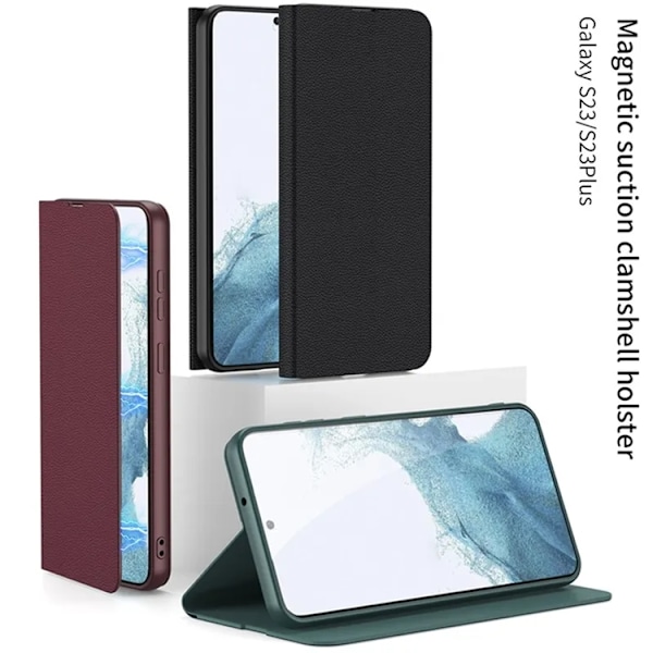 GKK Galaxy S23 Mobilfodral Magnetic PU-Läder - Carbon Svart