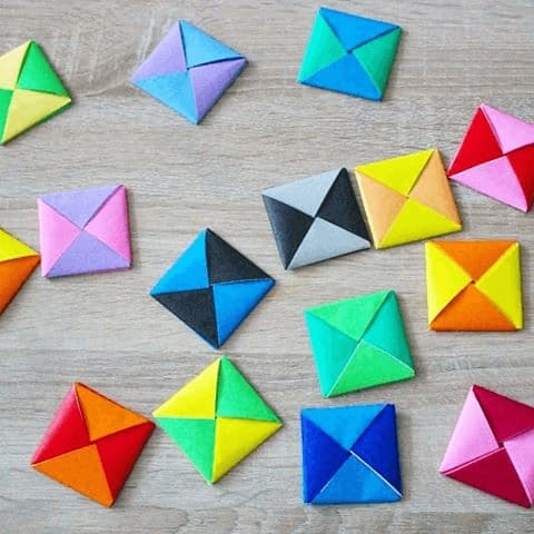 20-Pack Origami Papir - Ddakji - Blæksprutte-spil - Assorterede farver