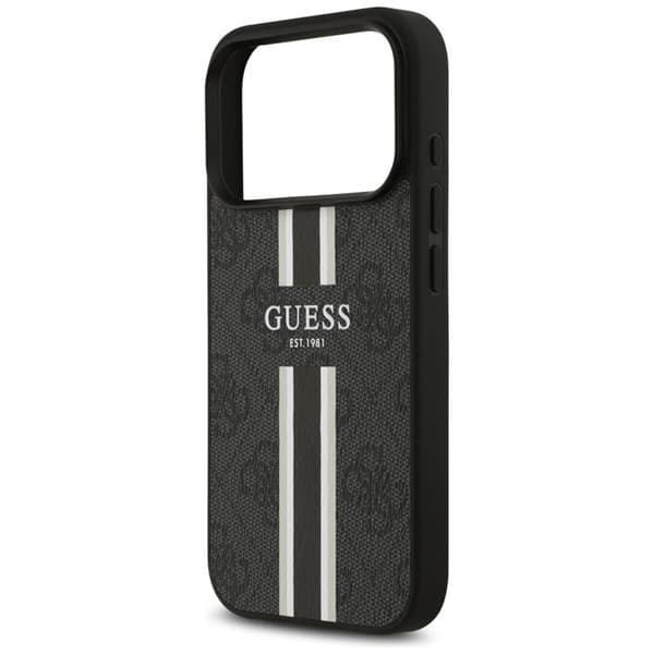 Guess telefontaske til iPhone 17 Pro MagSafe 4G trykte striber - sort Svart