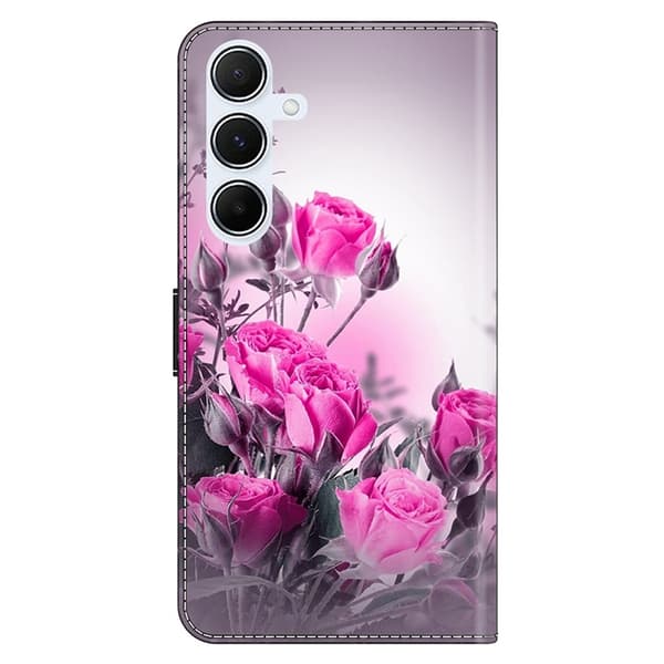Galaxy A17 5G Konstläder Plånboksfodral Pattern Printing - Lila Flowers Lila