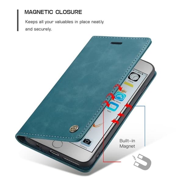 CASEME 013 Auto-absorberande Plånboksfodral Konstläder iPhone 6s/6 Blå
