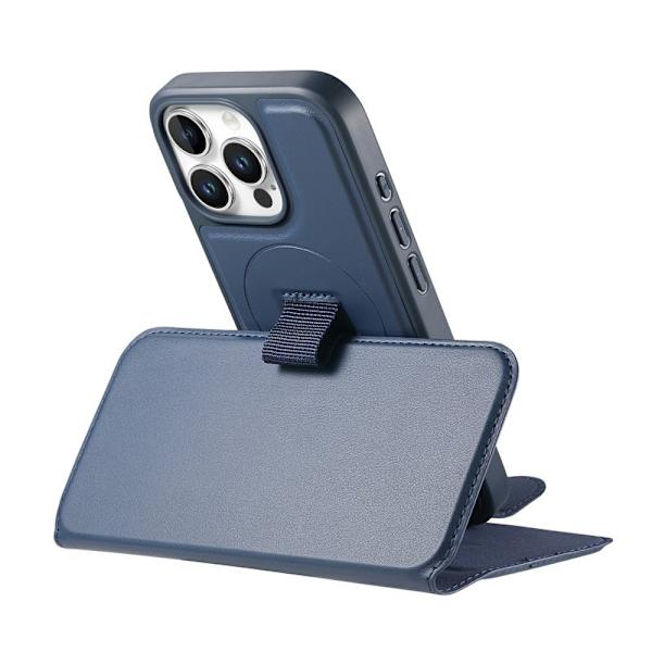 CASENEO iPhone 15 Pro Plånboksfodral RFID Blocking Konstläder - Blå