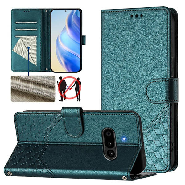 Nothing Phone (3a) Plånboksfodral Imprinted Honeycomb RFID Grön