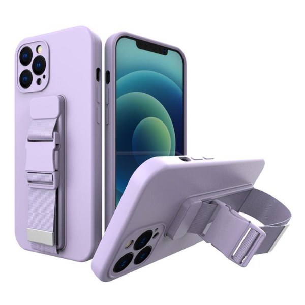 Rope Geel -turvatyynyn suojus kaulanauhalla iPhone 12 Pro Max - violetti