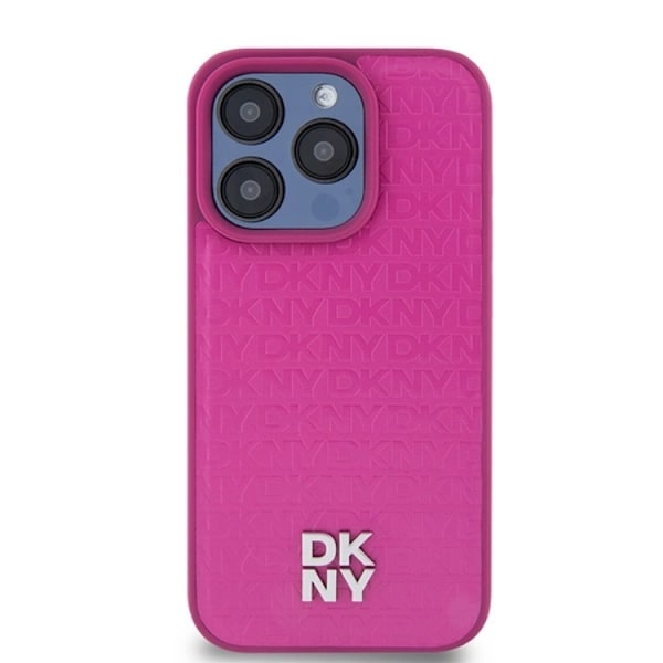DKNY iPhone 15 Pro Max Mobilskal Magsafe Läder Pattern Metal Logo