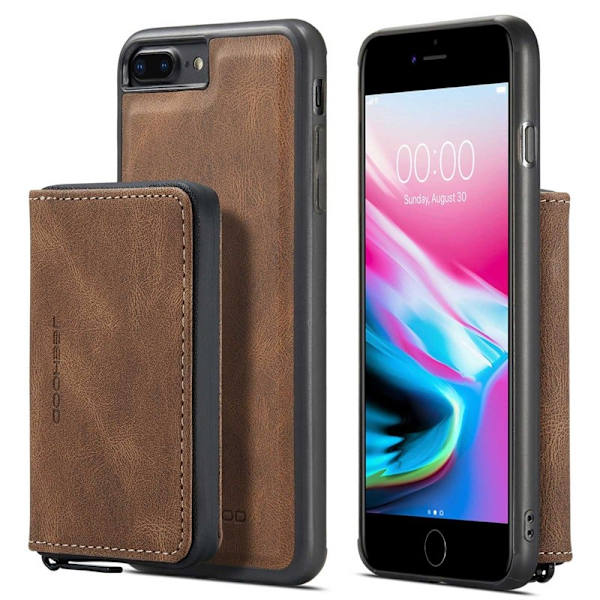 JEEHOOD Mobilskal till iPhone 7 Plus/8 Plus 2-i-1 Chockresistent Brun