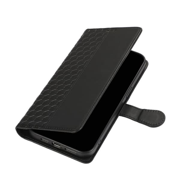 Plånboksfodral för Samsung Galaxy S26 Plus 3D Rombmönster - Svart