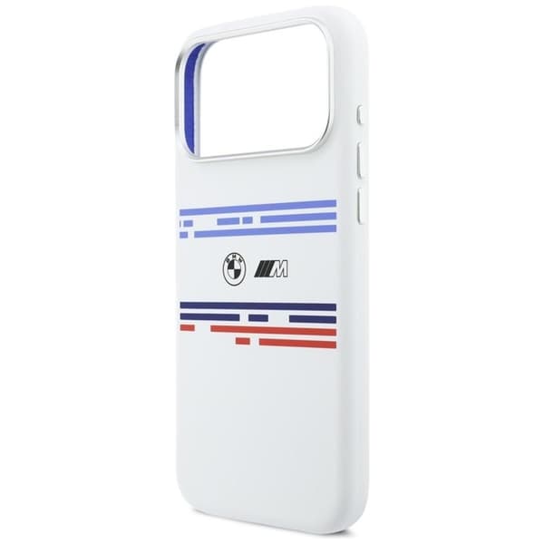 BMW Mobilskal till iPhone 17 Pro Max MagSafe Silikon Horizontal Line Vit