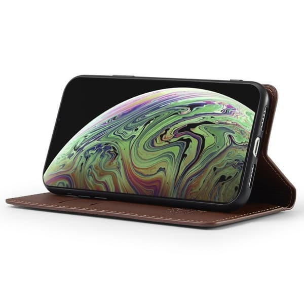 LC.IMEEKE L1 Series iPhone XS Max Plånboksfodral Konstläder - Brun