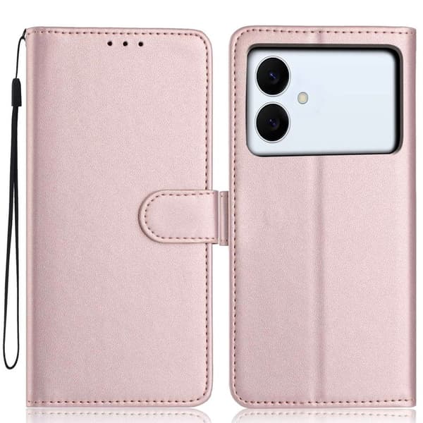 Samsung Galaxy S26 Edge Plånboksfodral Konstläder Ställ - Roséguld