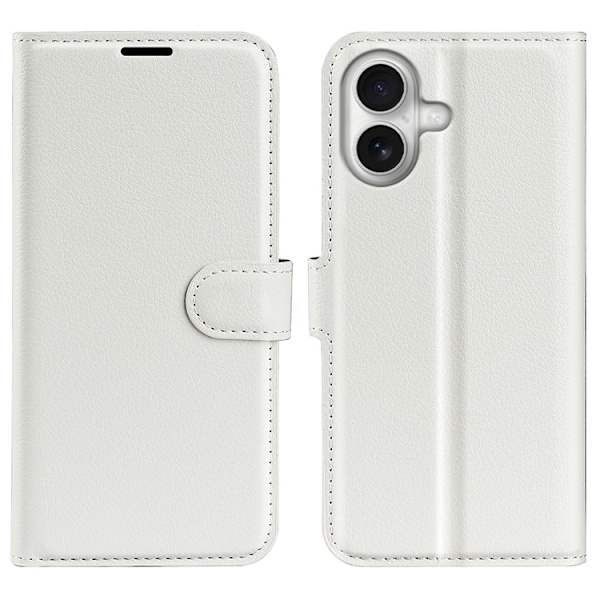 AMORUS iPhone 17 Konstläder Plånboksfodral Flipstativ Litchi - Vit Vit