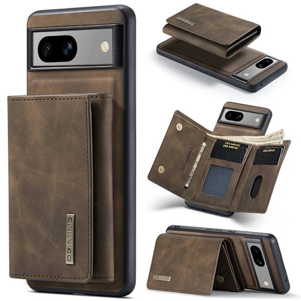 DG.MING M1 Series Google Pixel 8a Plånboksfodral Kickstand Konstläder Brun