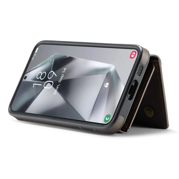 DG.MING M6 Series Konstläder Plånboksfodral för Samsung Galaxy S25+ - Brun