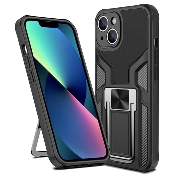 iPhone 14 Etui Kickstand - Sort Black