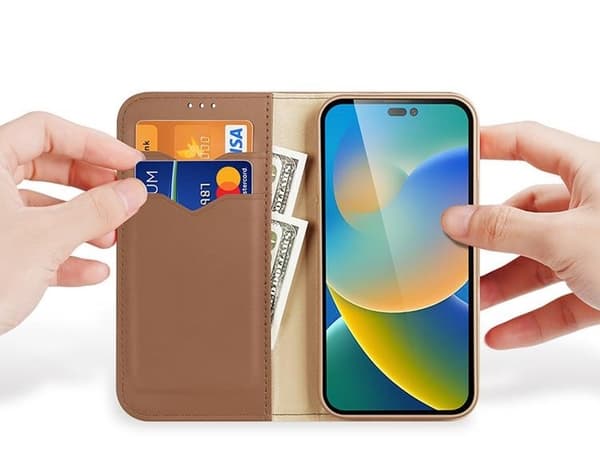 Dux Ducis iPhone 14 Pro Pungetui Ægte Læder Hivo Flip - Brun Brun