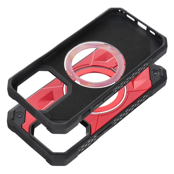 iPhone 15 Plus Mobilskal Magsafe Ringhållare Armor - Röd