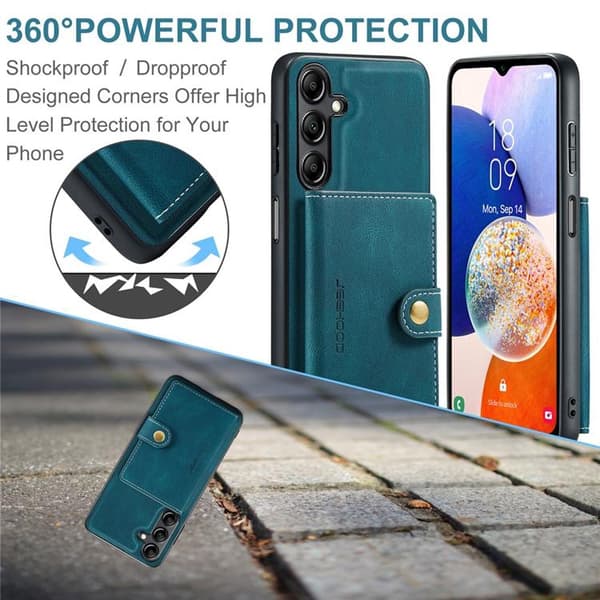 JEEHOOD Samsung Galaxy A14 4G/5G  Mobilskal KonstLäder - Blå Blå
