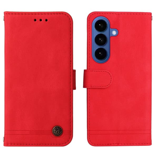 Plånboksfodral för Samsung Galaxy S26 Plus Konstläder Stativ - Röd