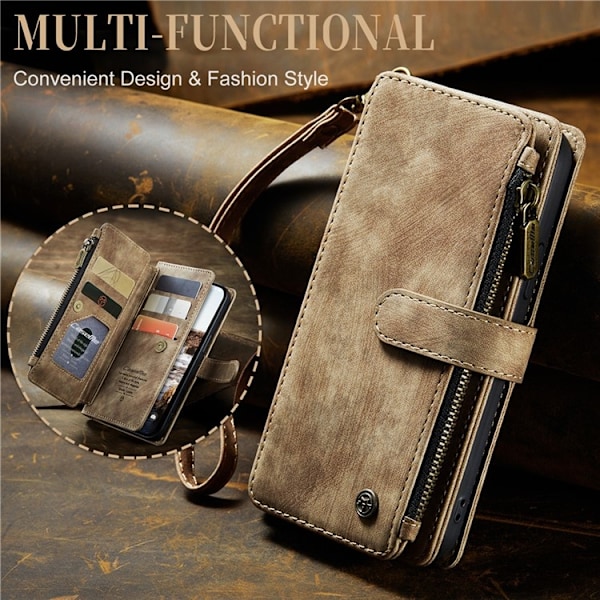 CASEME iPhone 15 Plus Plånboksfodral C30 Zipper - Brun