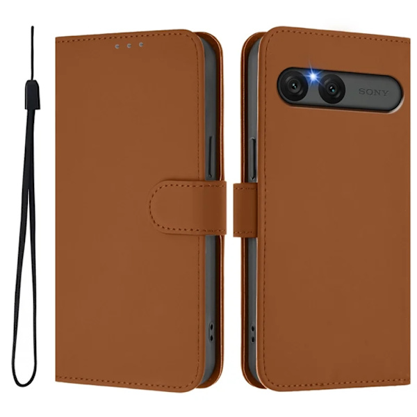 Sony Xperia 10 VII Plånboksfodral Solid color Konstläder - Brun Brun