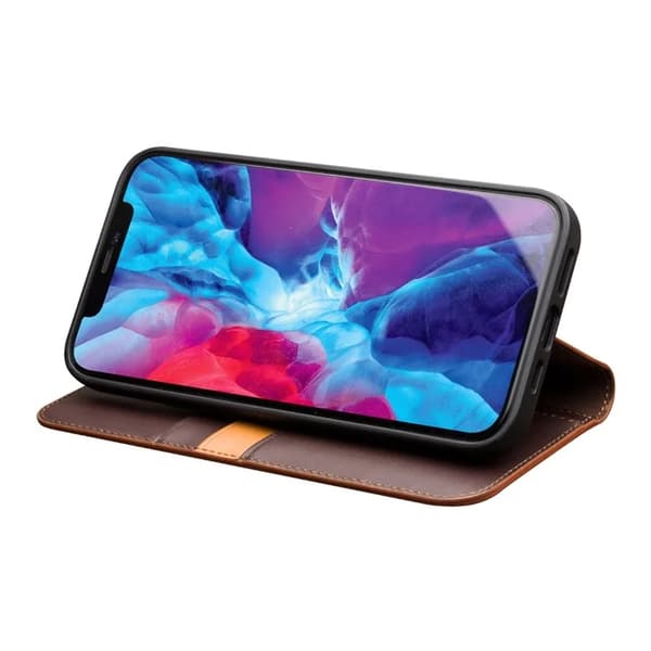 QIALINO iPhone 13 Pro Max Plånboksfodral Äkta läder - Brun Brun