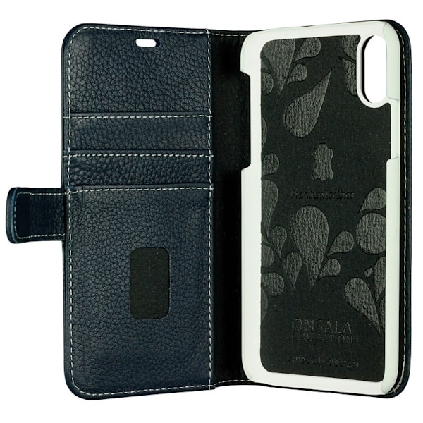 Onsala Collection ægte læder pungetui iPhone XS / X - Mari Blue