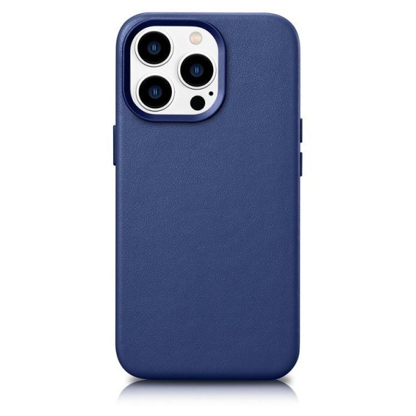 iCarer iPhone 14 Pro etui MagSafe ægte læder - blå