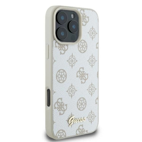 Guess Telefontaske til iPhone 16 Pro MagSafe Peony Script Logo - Hvid Vit