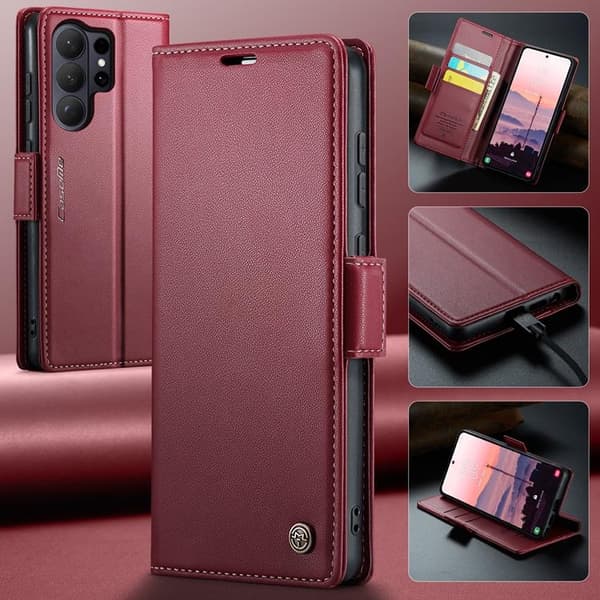CASEME Galaxy S26 Plus Konstläder Plånboksfodral RFID-Skydd - Röd Röd