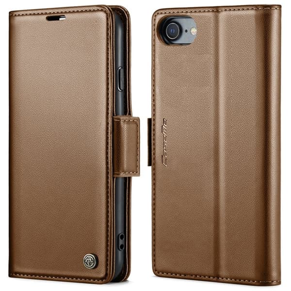 CASEME Litchi Texture Plånboksfodral Konstläder iPhone 6/7/8/SE Brun