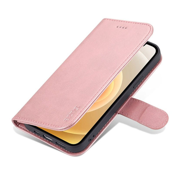 AZNS iPhone 14 Plånboksfodral Konstläder - Skyddande Ställ - Roséguld