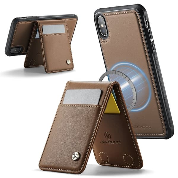 JEEHOOD J06 Mobilskal till iPhone XS Max Läder MagSafe RFID Skydd Brun