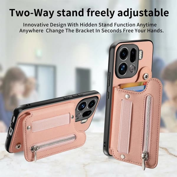 Oppo Find X9 Pro 5G Plånboksfodral Konstläder RFID Skydd - Rosa