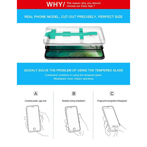 CoveredGear Easy App Härdat Glas Skärmskydd till iPhone 8 Plus / 7 Plus - Vit Vit