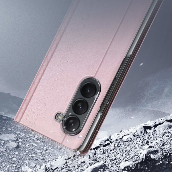 Dux Ducis Galaxy Z Fold 5 Pung Taske Bril Læder Flip - Pink