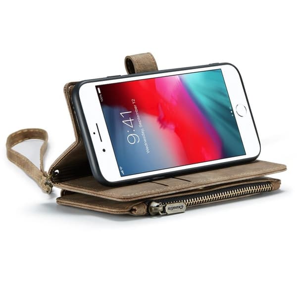 CASEME iPhone 6/7/8/SE (2020/2022) Konstläder Plånboksfodral Brun