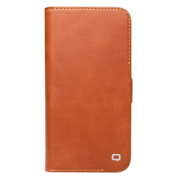 QIALINO iPhone 14 Plus Plånboksfodral Äkta läder - Brun Brun