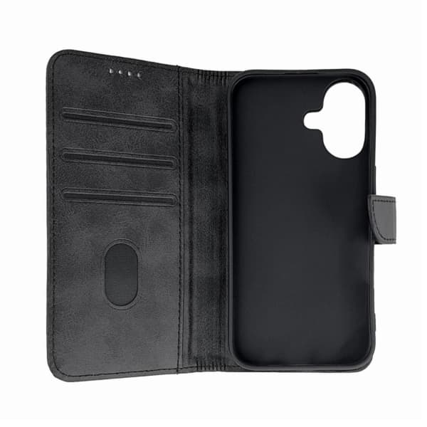 iPhone 16 Pung Taske Læder - Sort Black