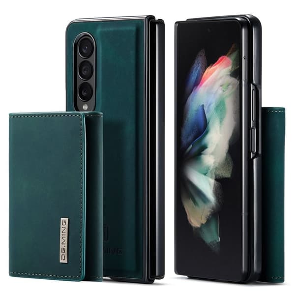 DG.MING Konstläder Plånboksfodral för Samsung Galaxy Z Fold3 5G Grön