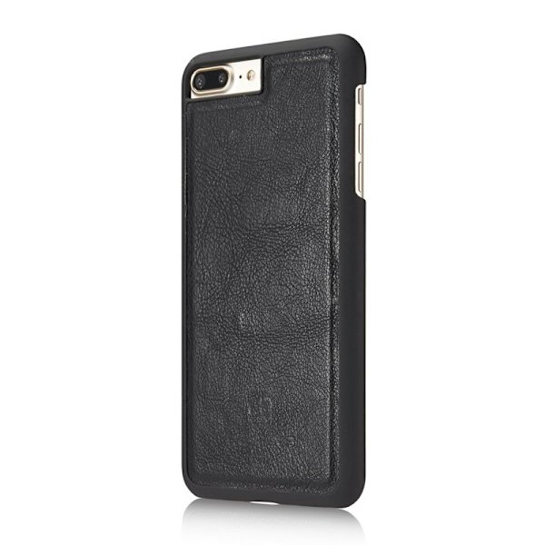DG.MING iPhone 7 Plus Plånboksfodral i Äkta läder med PC-skydd - Svart