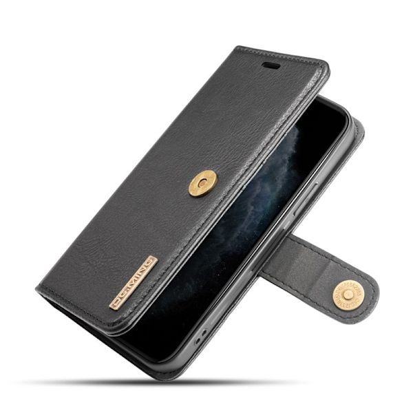 DG.MING iPhone 12 Pro 2-in-1 Plånboksfodral Äkta läder - Svart