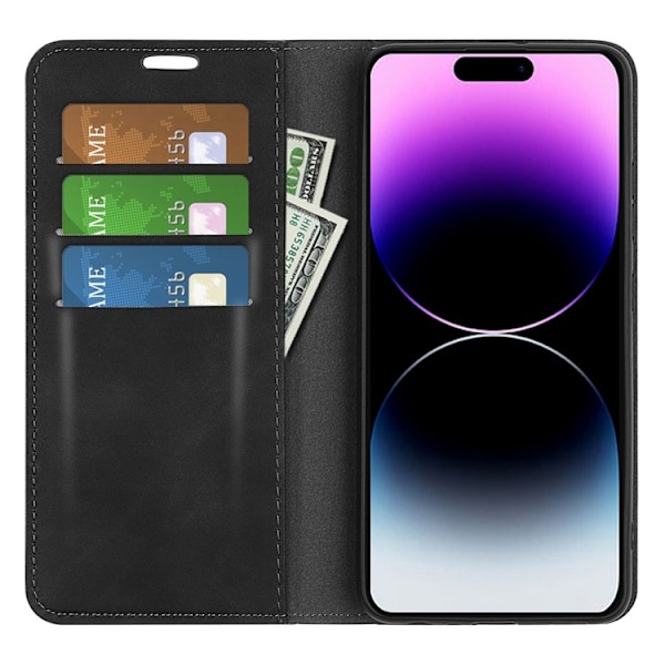 iPhone 15 Pro Max Plånboksfodral Flip PU-Läder - Svart Svart